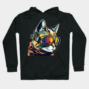 Colorful Cat - A Cat In A Ski Googles Skiing Skier Hoodie